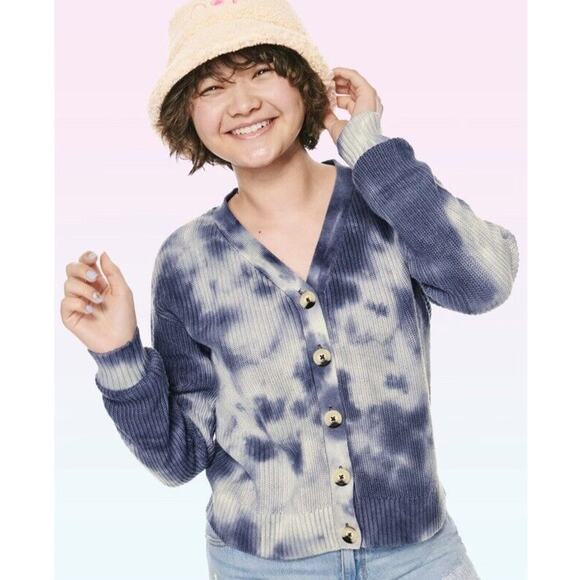 Sugar & Jade Tween Girls Blue Wonderland Tie Dye Button Up Cardigan Size M 10 - Picture 3 of 5